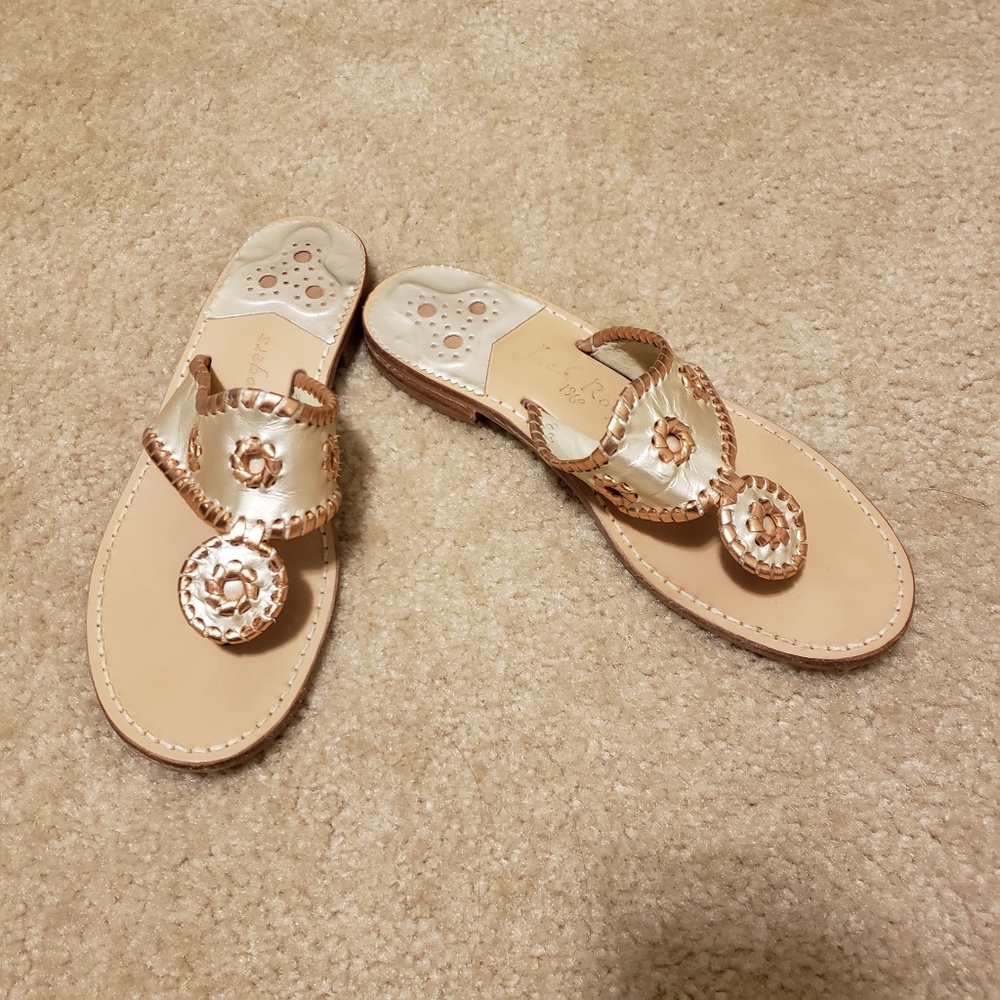 Jack Rogers Rose Gold/Platinum Flats Sandals